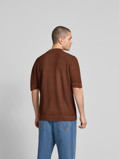 Wood Wood Relaxed Fit Poloshirt in Strick-Optik Dunkelblau 5
