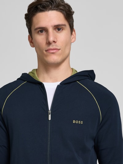 BOSS Sweatjack met labelstitching, model 'Mix&Match' Donkerblauw - 3