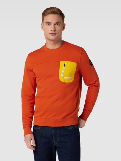 Napapijri Sweatshirt met labelprint, model 'HURON' Oranje - 4