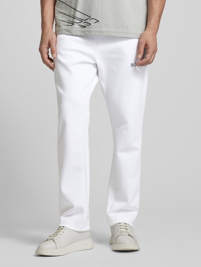 BOSS Green Spodnie dresowe z aplikacją z logo model ‘Hadim’ Biały 4