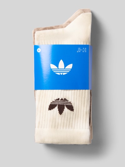Produktfoto, Socken aus Baumwoll-Mix im 3er-Pack von adidas Originals in Beige- und Brauntönen mit strukturierter Rippenoptik und adidas Logo
