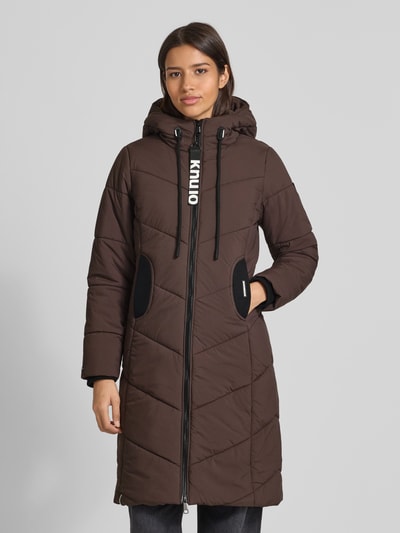 khujo Gewatteerde lange jas met capuchon, model 'ARIBAY' Donkerbruin - 4