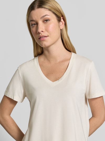 MOS MOSH Regular fit t-shirt met v-hals model 'Dala' Ecru - 3