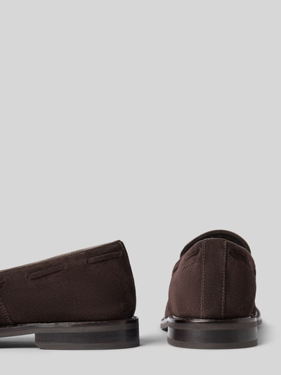Productfoto, Loafer uit echt leer model 'Lozham' van Gant, suède-look, afgeronde fit, donkerbruin, hakhoogte 2 cm, schachthoogte 7 cm, schachtwijdte 12 cm