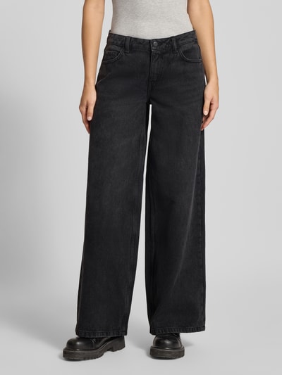 NOISY MAY® Jeansy o kroju wide fit z 5 kieszeniami model ‘KETTIE’ Czarny 4