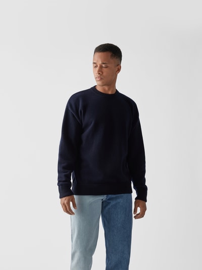 Roberto Collina Pullover mit Zierpaspel Dunkelblau 4