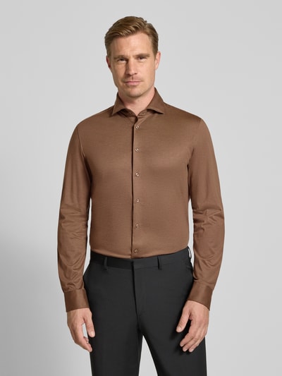 Seidensticker Slim Fit Businesshemd aus Baumwoll-Modal-Mix Modell 'Light Spread Kent' Mittelbraun 4