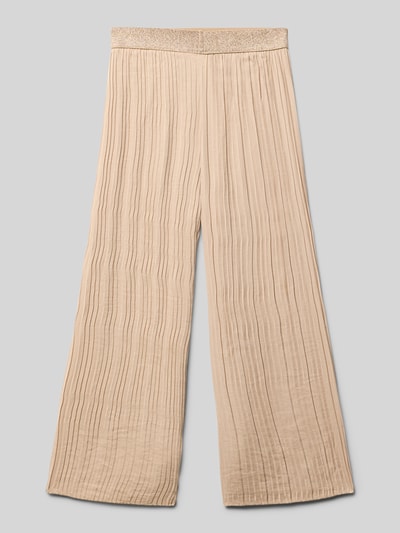 Produktfoto, Regular Fit Weite Hose mit elastischem Bund von s.Oliver RED LABEL, unifarben, glänzend, strukturierte Oberfläche, elastischer Effektgarn-Bund.