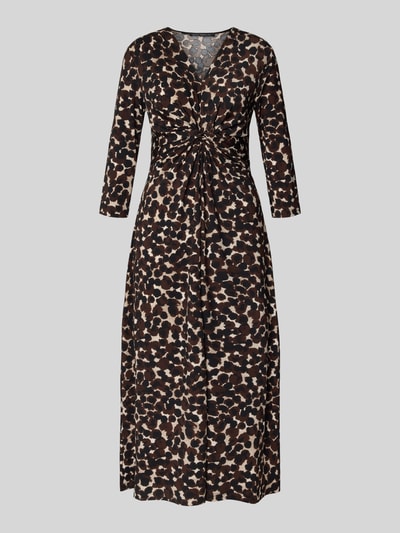 Betty Barclay Midi-jurk met V-hals en knoopdetail Donkerbruin - 2