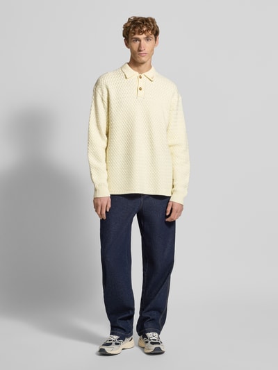 BLKVIS Strickpullover mit Polokragen Modell 'Script' Offwhite 1