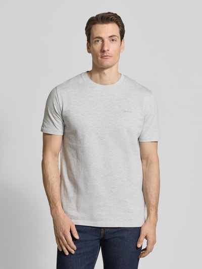 GANT T-Shirt mit Rundhalsausschnitt und Label-Stitching Mittelgrau Melange 4