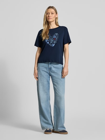 Tom Tailor Relaxed Fit T-Shirt aus reiner Baumwolle Dunkelblau 1