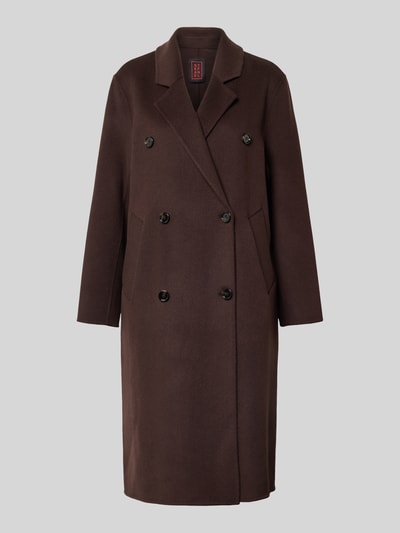 Stefanel Lange jas met reverskraag en steekzakken Donkerbruin - 2