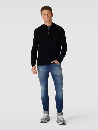 BOSS Sweter z dzianiny z kołnierzem model ‘Marlo’ Czarny 1