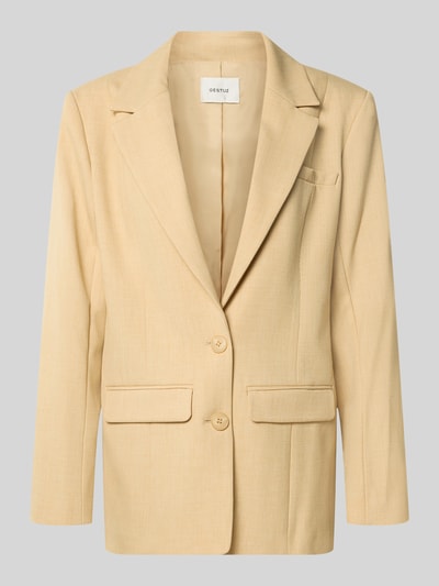 Produktfoto, Regular Fit Blazer mit Viskose-Anteil Modell 'stacy' von Gestuz in Beige, Reverskragen, Knopfverschluss, Pattentaschen, feine Struktur