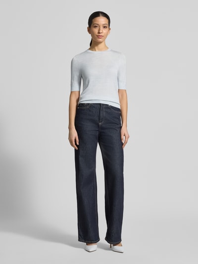 BOSS Shaped Fit Strickpullover aus reiner Schurwolle Modell 'Farbella' Hellblau 1