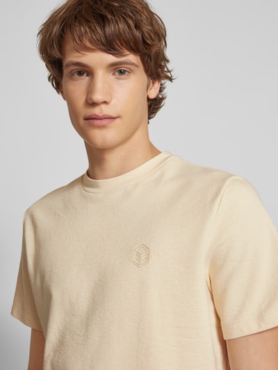 Blend T-Shirt mit geripptem Rundhalsausschnitt Sand 3