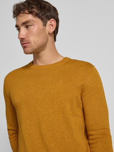 Tom Tailor Regular fit gebreide pullover van zuiver katoen Mosterdgeel - 3