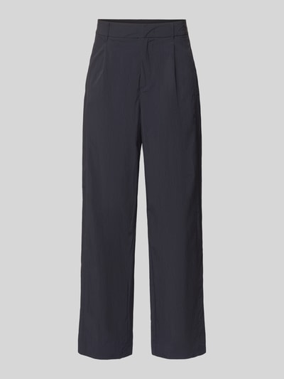 Productfoto, Hose met Gesäßtaschen en Label-Detail van ARMANI EXCHANGE in donkerblauw met rechte pijpen, regular fit, steekzakken, bandwijdte maat 32: 44 cm, binnenbeenlengte maat 32: 79 cm, labeldetail