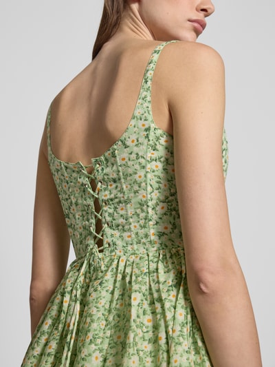 LACE & BEADS Cocktailjurk met veters aan de achterkant Groen - 3