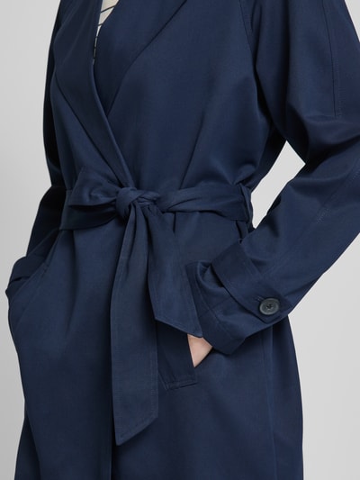 Vero Moda Outdoor Trenchcoat met strikceintuur, model 'LOU' Marineblauw - 3