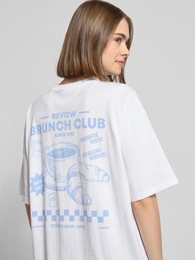 REVIEW Oversized T-Shirt mit Statement-Print Weiss 3