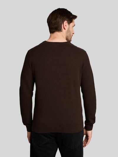 Tom Tailor Regular fit pullover met crew neck kraag Donkerbruin - 5