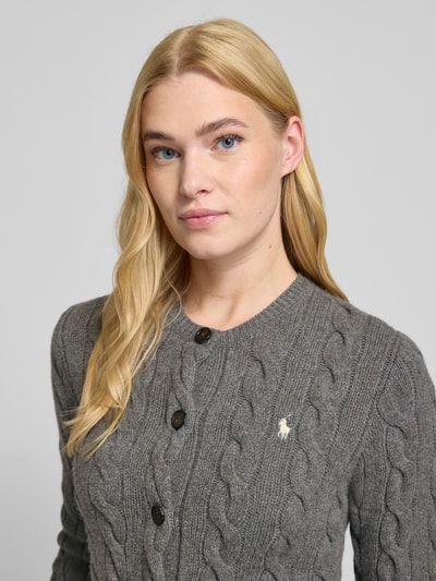 Polo Ralph Lauren Kurtka z dzianiny z mieszanki wełny i kaszmiru ze ściegiem warkoczowym Średnioszary melanż 3