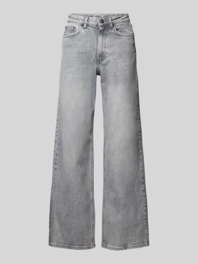 Only Wide fit high rise jeans van hoogwaardige katoenmix, model 'JUICY' Lichtgrijs - 1