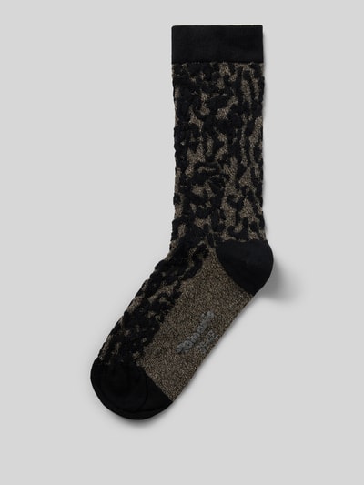 Produktfoto, Socken aus Baumwoll-Mix im 3er-Pack von Tamaris, Damen Socken von Tamaris, schwarz-gold, Muster, feine Textur auf grauem Hintergrund