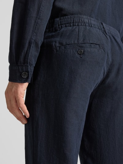 SELECTED HOMME Regular fit linnen broek met persplooien, model 'LEROY' Donkerblauw - 3