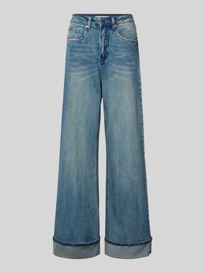 Produktfoto, Jeans mit 5-Pocket-Design Modell 'sara' von Gestuz aus Baumwoll-Elasthan-Mix im lockeren Schnitt, mittleres Blau, strukturierte Denim-Oberfläche