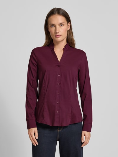 MORE & MORE Slim Fit Bluse mit Rüschen Bordeaux 4
