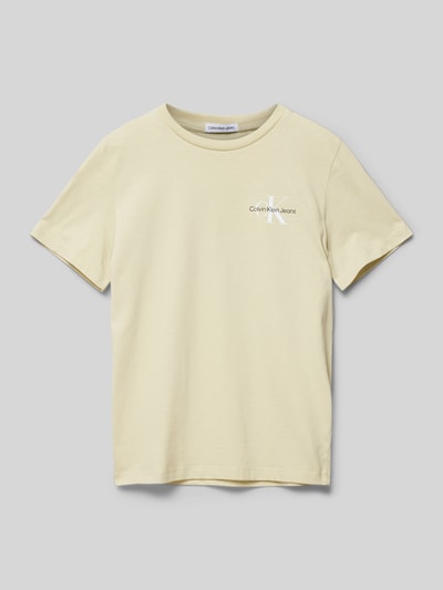 Calvin Klein Jeans T-shirt met labelprint Beige - 1