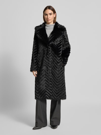 PETITE M. Keerbare lange jas met imitatiebont Zwart - 6