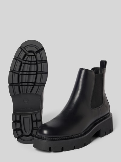 Produktfoto, Stiefeletten in Leder-Optik von Tamaris in Schwarz mit grober Profilsohle, glatte Oberfläche, Damen Stiefeletten von Tamaris