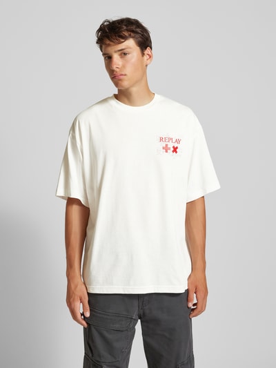 Replay T-shirt z nadrukiem z logo model ‘Martin Garrix’ Złamany biały 4