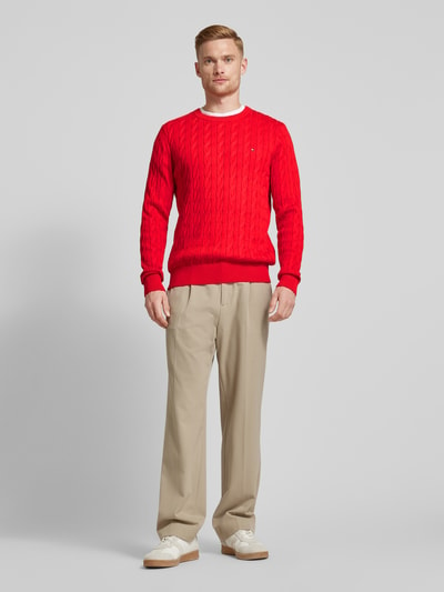 Tommy Hilfiger Strickpullover mit Zopfmuster Rot 1