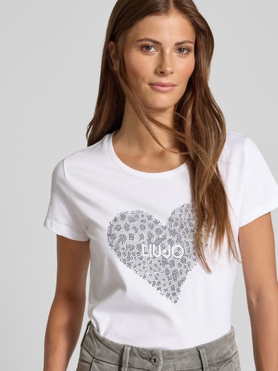 Liu Jo White T-Shirt mit Ziersteinbesatz Weiss 3