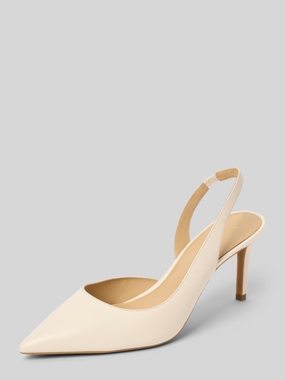 MICHAEL Michael Kors Czółenka skórzane z paskiem na pięcie model ‘ALINA’ Złamany biały 1