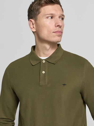 Fynch-Hatton Poloshirt mit Label-Stitching Oliv 3