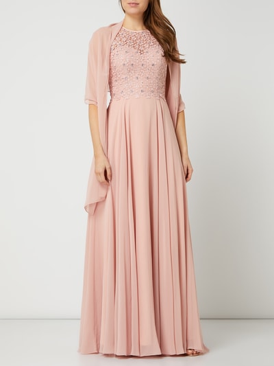 Luxuar Abendkleid aus Häkelspitze und Chiffon  Altrosa 5