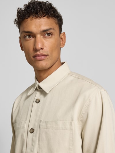 SELECTED HOMME Kurtka koszulowa o kroju regular fit z czystej bawełny model ‘TRAVIS’ Złamany biały 3