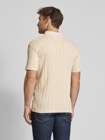 SELECTED HOMME Slim fit poloshirt met structuurmotief, model 'JADEN' Zand - 5