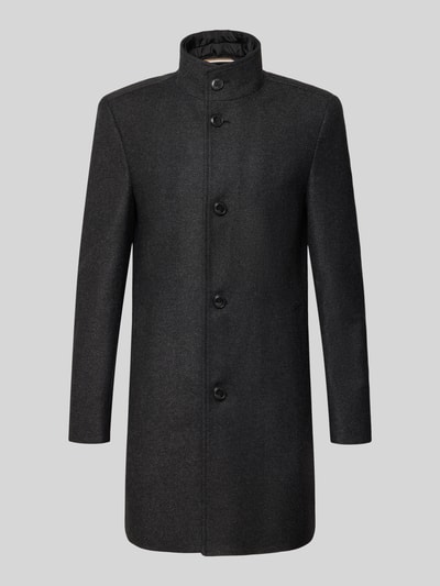 Produktfoto, Regular Fit Kurzmantel aus Woll-Mix Modell 'H-HYDE' von BOSS, dunkles Allover-Fischgrätenmuster, Stehkragen, Webware