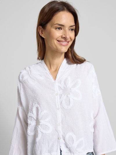 ZABAIONE Boxy Fit Bluse mit Kapuze und Tunnelzug Weiss 3