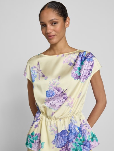 Marc Cain Blusenshirt aus Satin mit tailliertem Schnitt Hellgelb 3