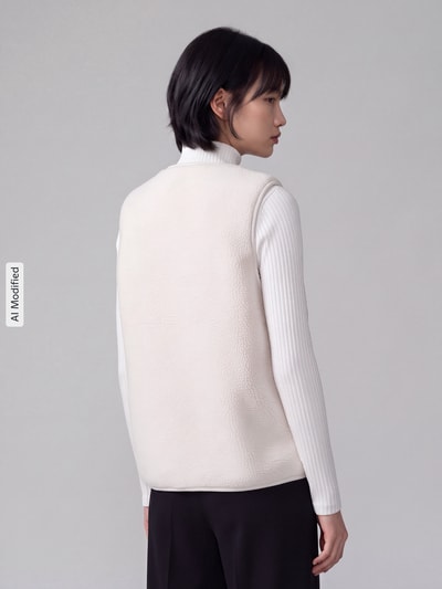 ONLY Kamizelka w stylu teddy, krój regular fit, model 'BABY' Beżowy melanż 5