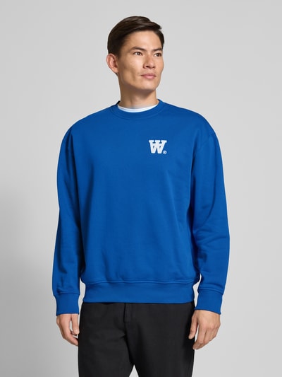 Wood Wood Bluza z naszywką z logo model ‘Noel’ Królewski niebieski 4