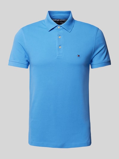 Tommy Hilfiger Slim fit poloshirt met labelstitching Aquablauw - 2